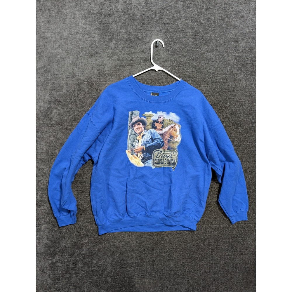 Elvis Presley Circle G Ranch Graphic Sweatshirt Blue Mens XL Vintage Style